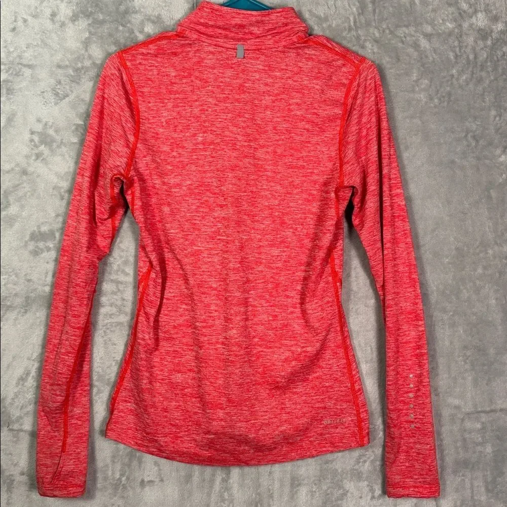 Nike Dri-fit Heathered Coral 1/4 Zip Reflective Pullover Thumbholes Size Small